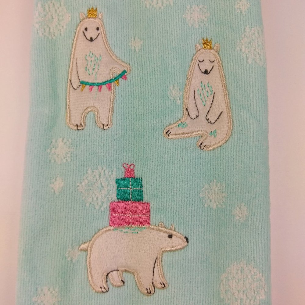 Set of 2 Polar Bears Hand Towels Christmas